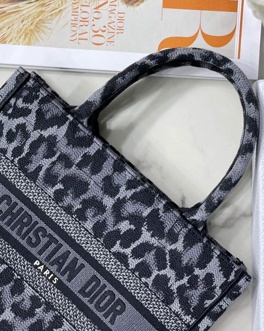 Dior M1265 Small Book Tote Gray Multicolor Mizza Embroidery