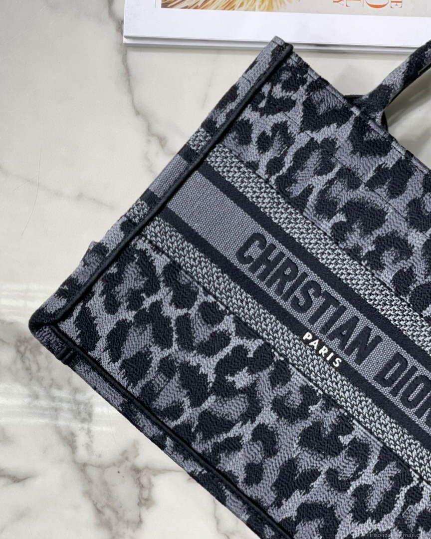Dior M1265 Small Book Tote Gray Multicolor Mizza Embroidery
