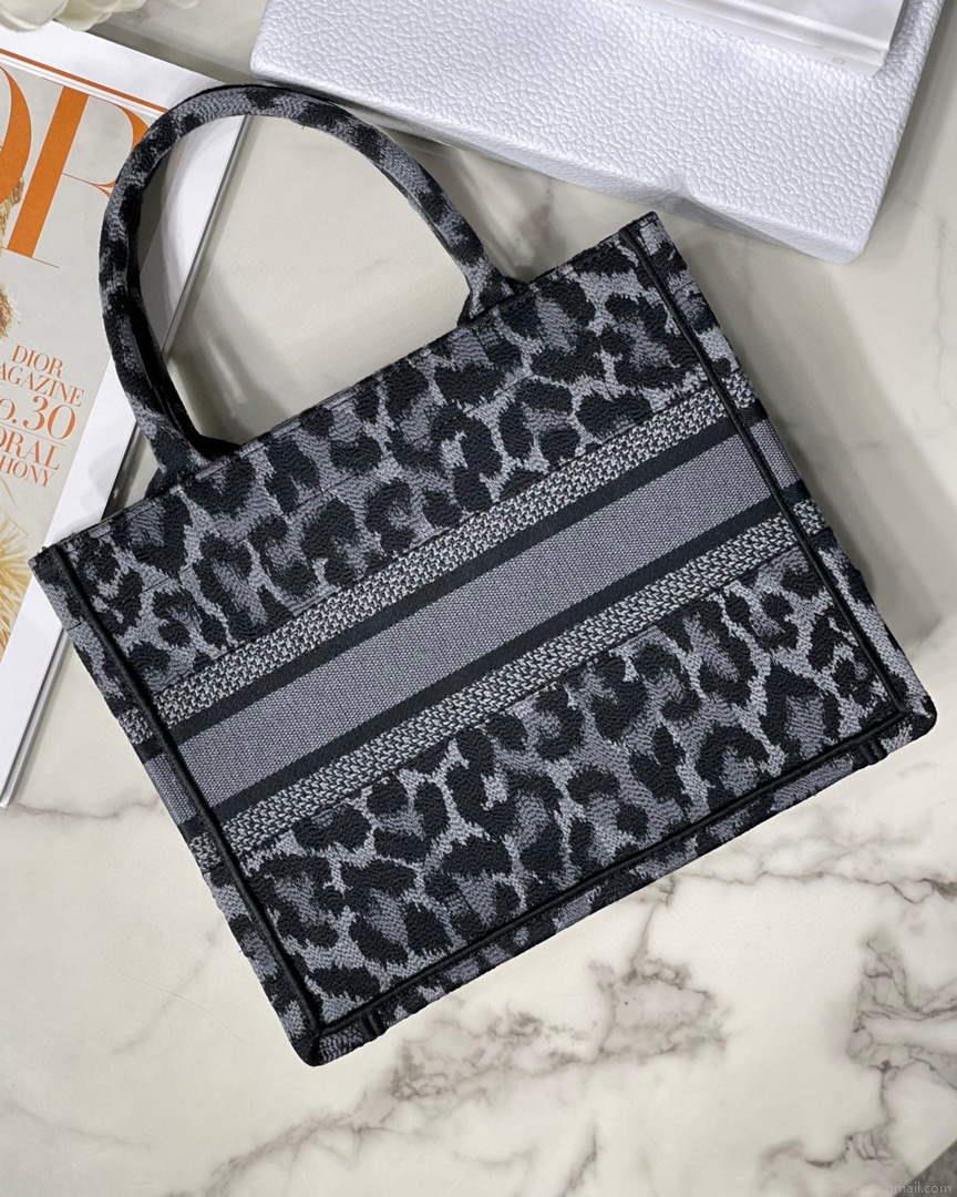 Dior M1265 Small Book Tote Gray Multicolor Mizza Embroidery