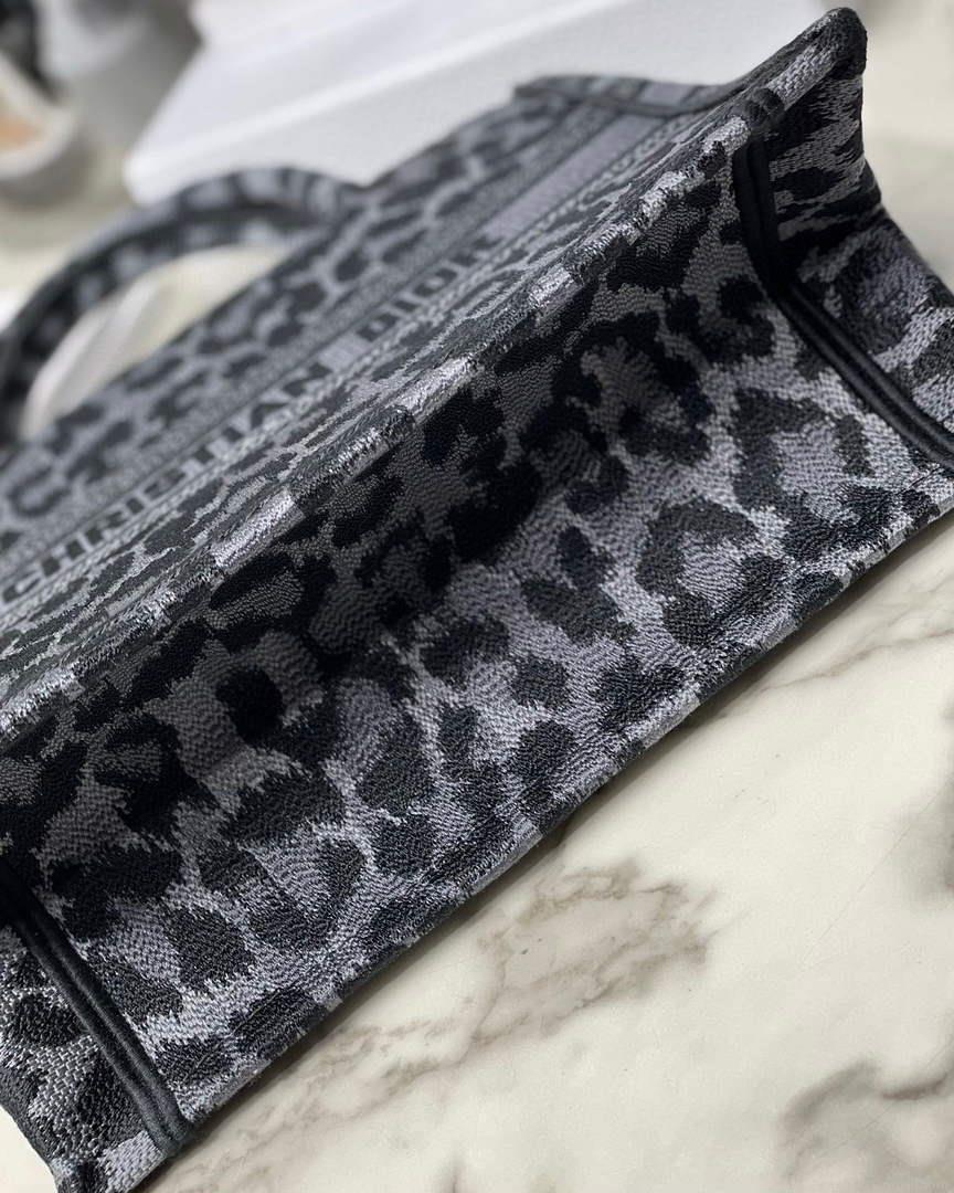 Dior M1265 Small Book Tote Gray Multicolor Mizza Embroidery