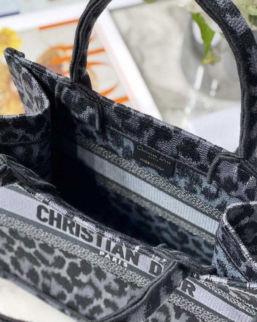 Dior M1265 Small Book Tote Gray Multicolor Mizza Embroidery