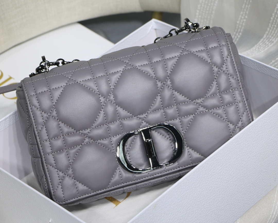 Dior M9241 Small Quilted Macrocannage Calfskin Gray