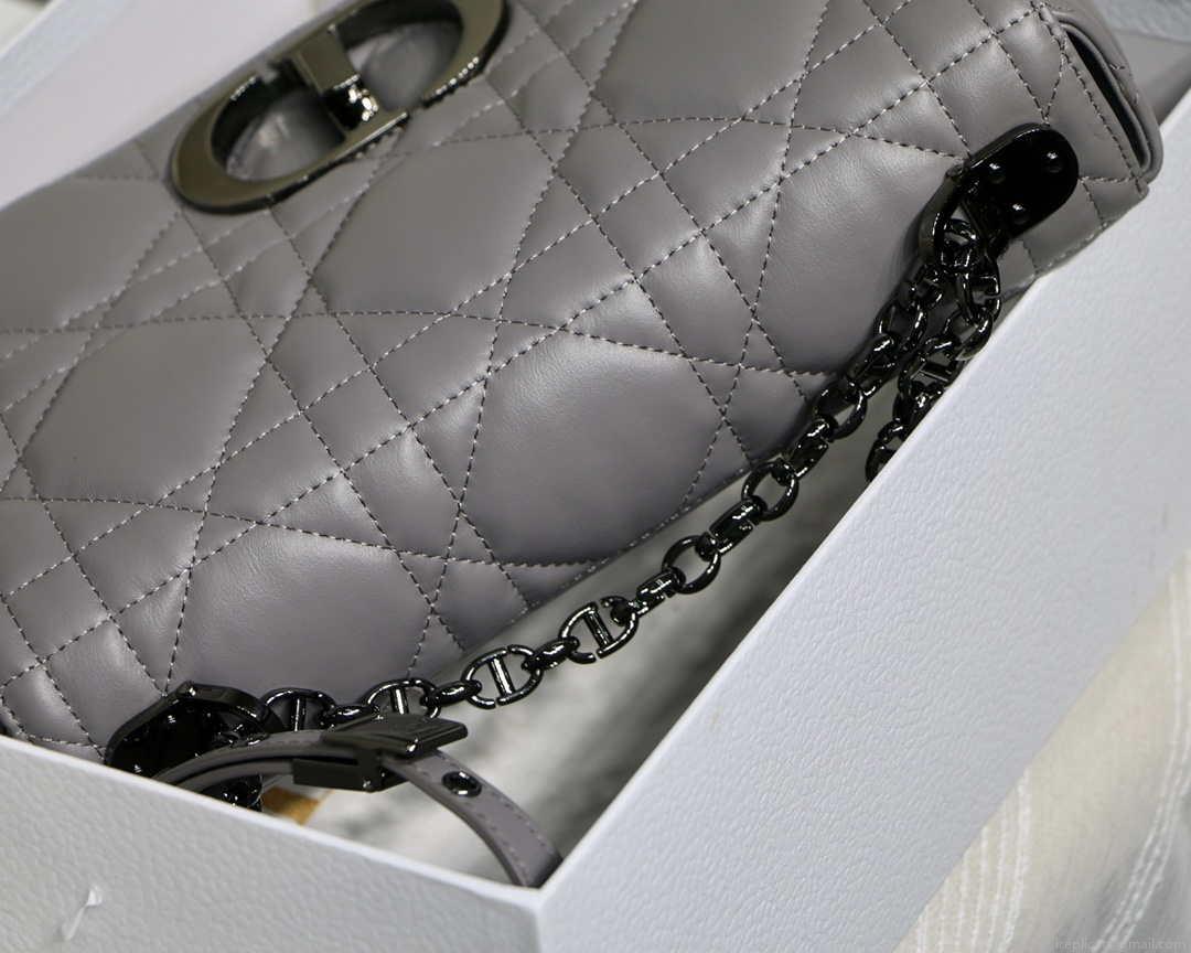 Dior M9241 Small Quilted Macrocannage Calfskin Gray