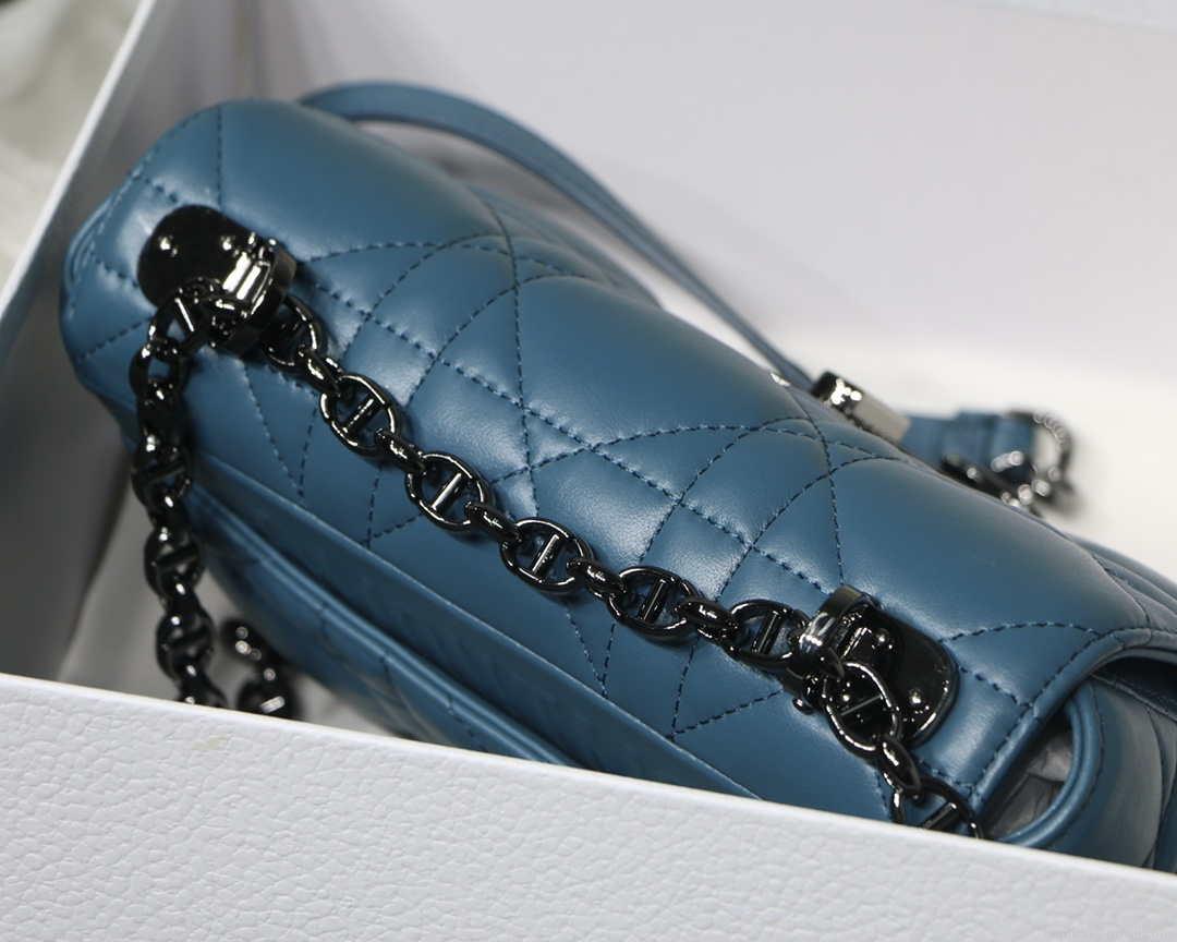 Dior M9241 Small Quilted Macrocannage Calfskin Lake Blue