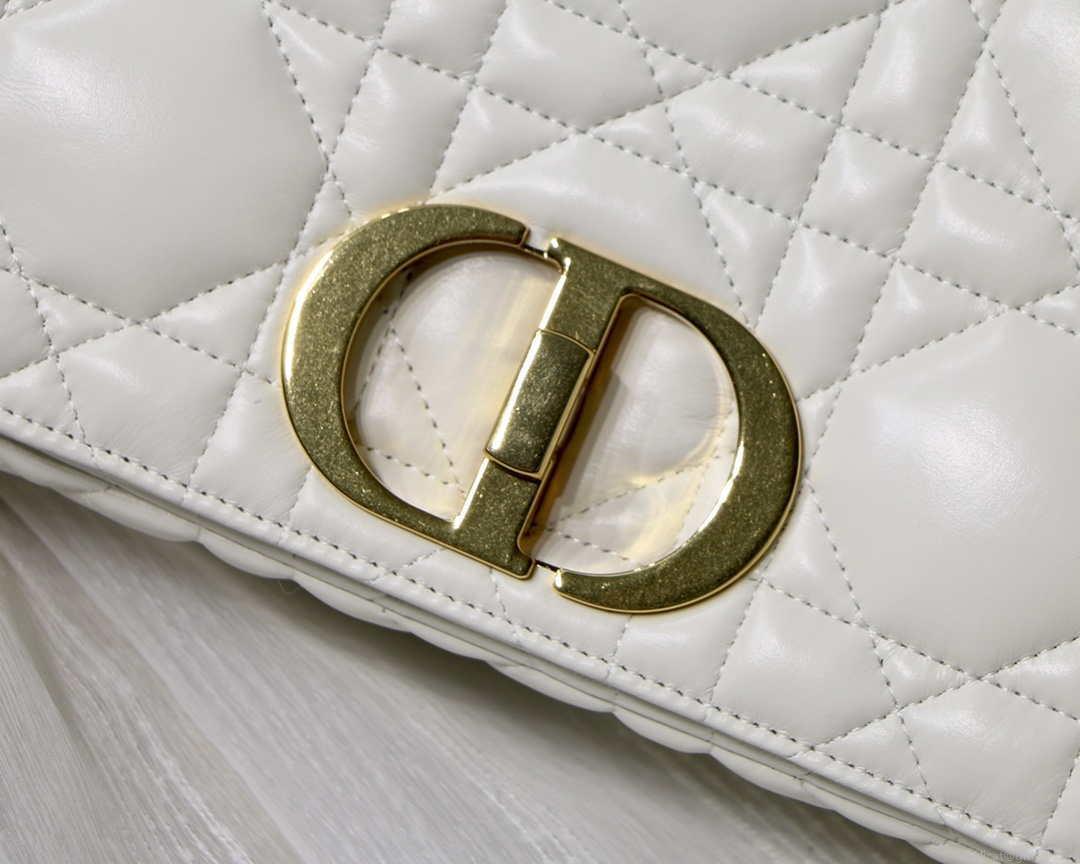 Dior M9243 Large Quilted Macrocannage Calfskin White with Gold Logo