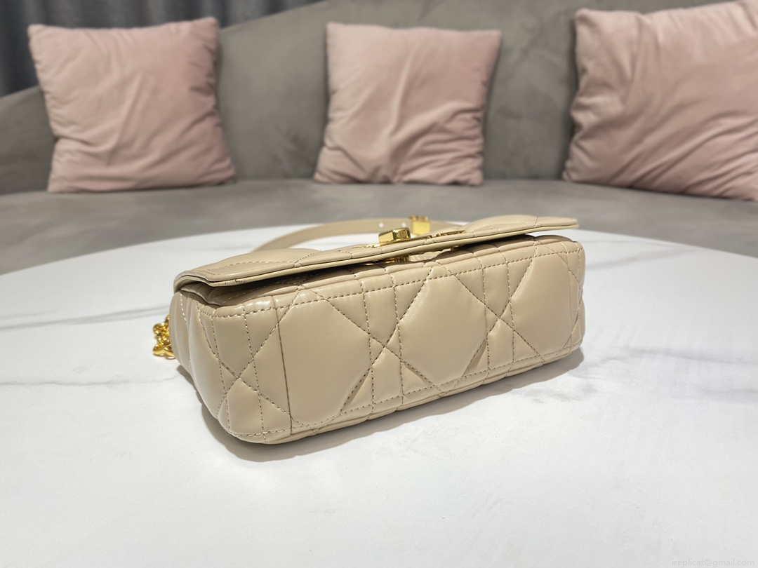 Dior M9241 Small Quilted Macrocannage Calfskin Yellow
