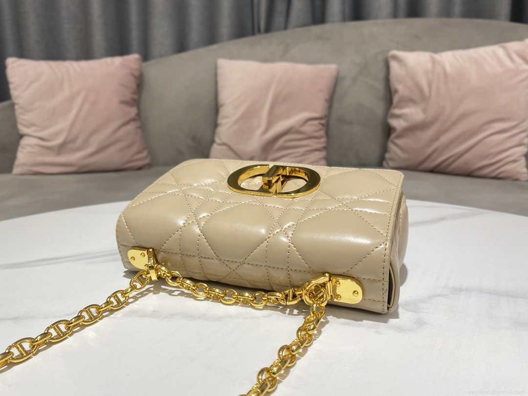 Dior M9241 Small Quilted Macrocannage Calfskin Yellow