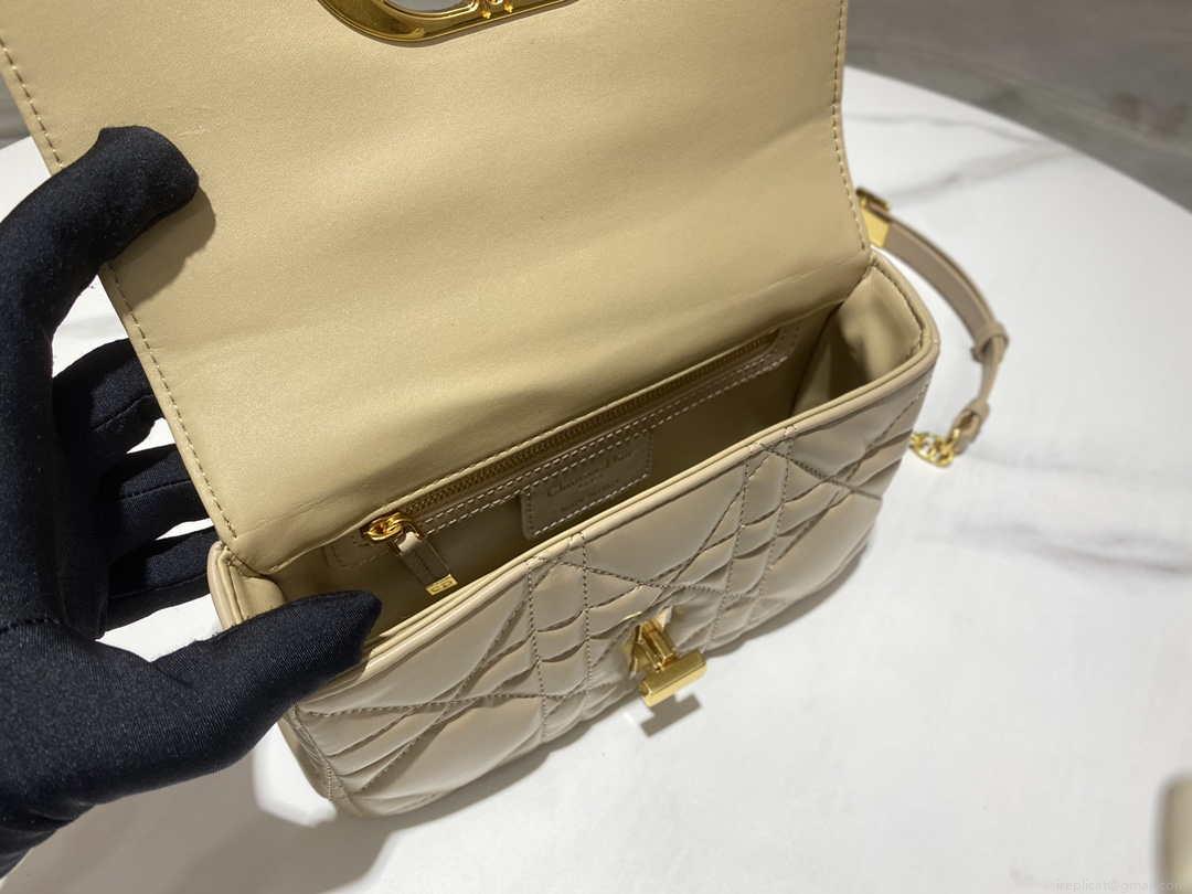 Dior M9241 Small Quilted Macrocannage Calfskin Yellow