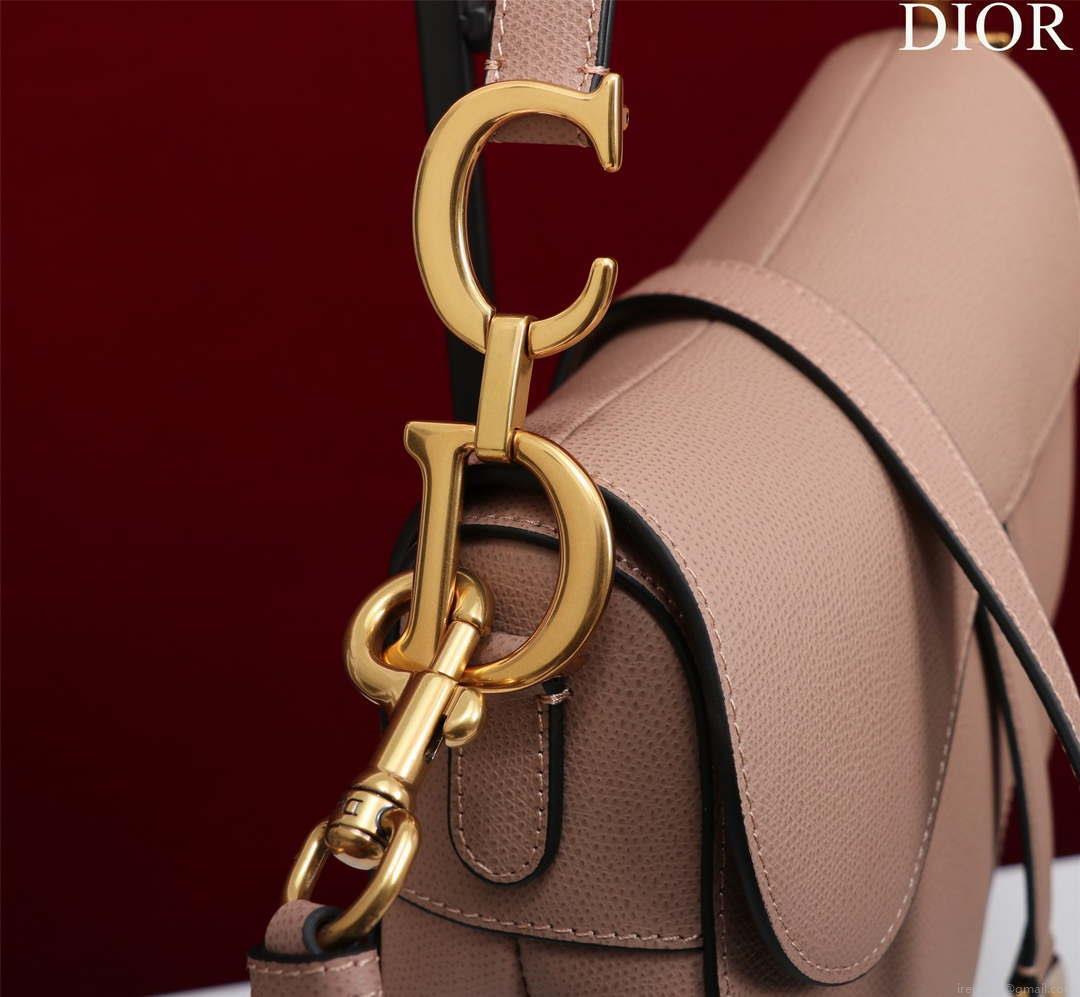 Dior M0455 Saddle Bag With Strap Pink Grained Calfskin