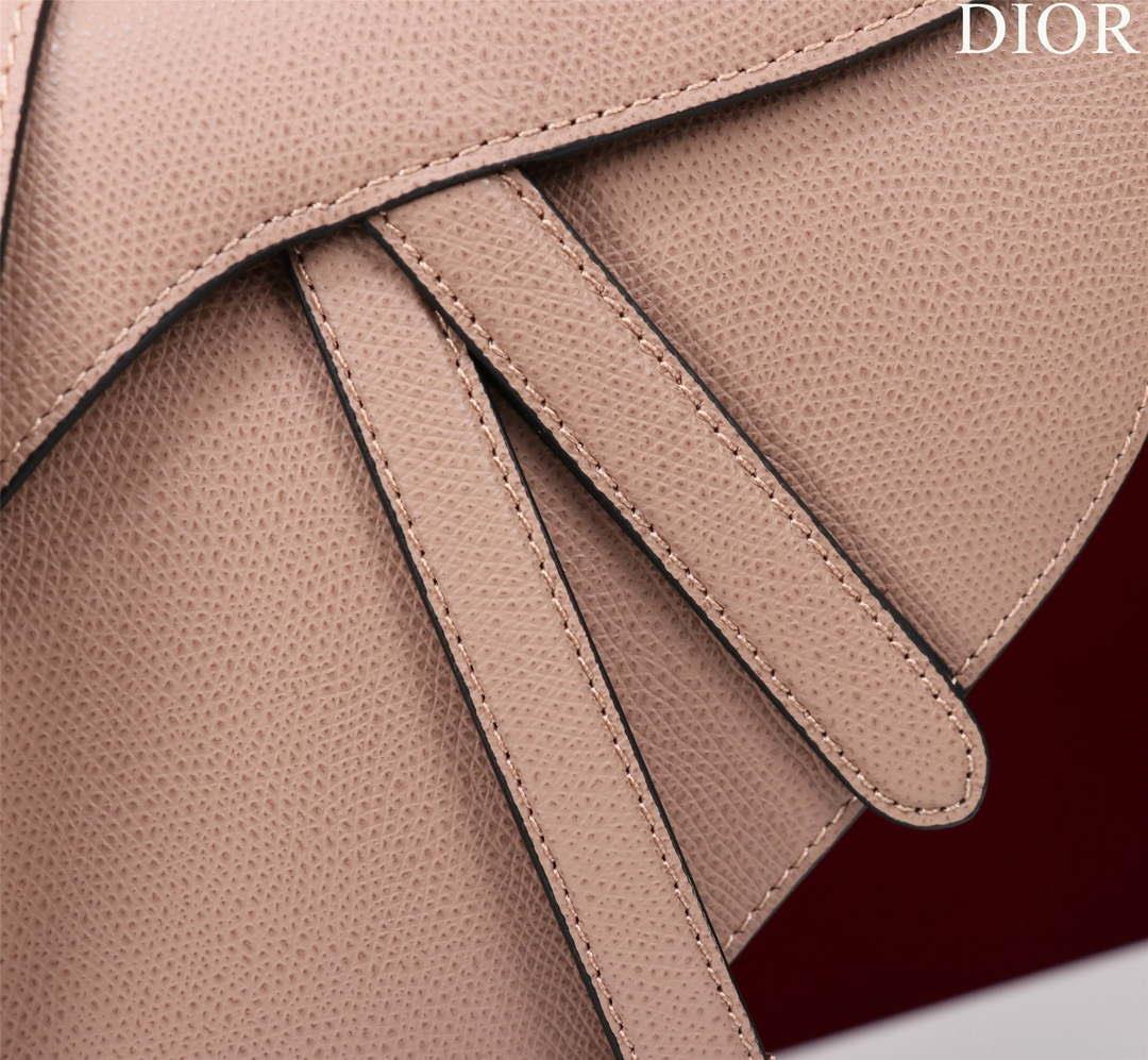 Dior M0455 Saddle Bag With Strap Pink Grained Calfskin