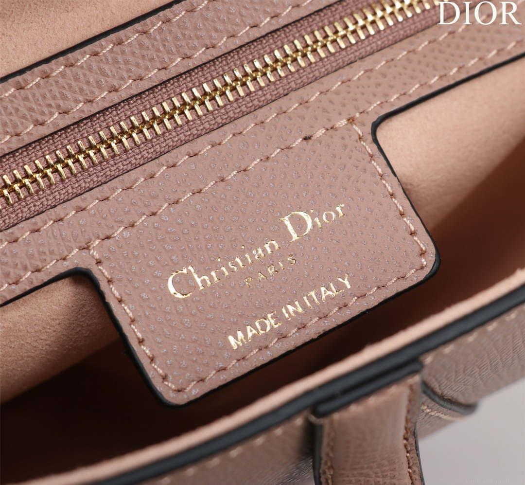 Dior M0455 Saddle Bag With Strap Pink Grained Calfskin