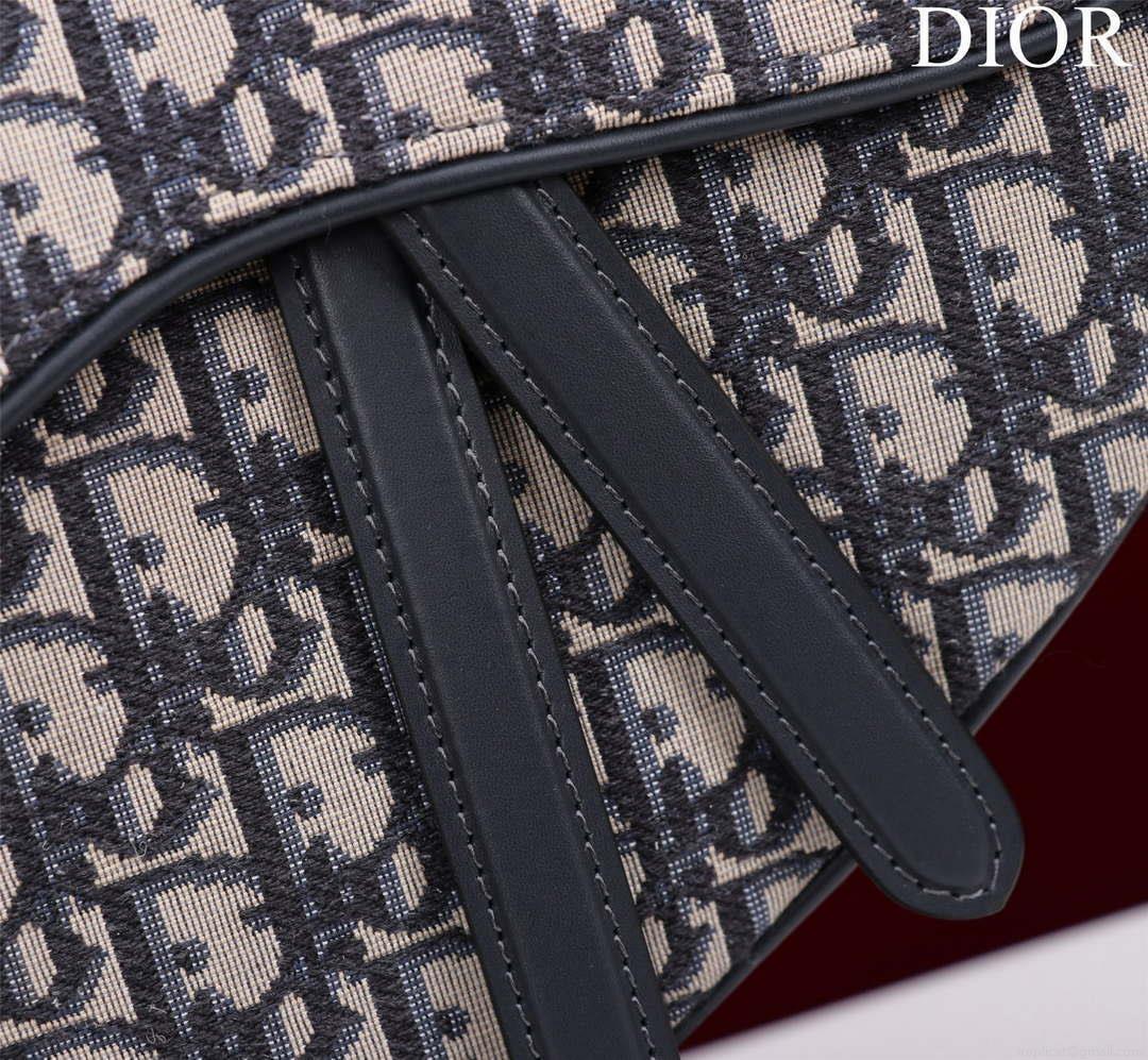 Dior M0455 Saddle Bag With Strap Blue Dior Oblique Jacquard