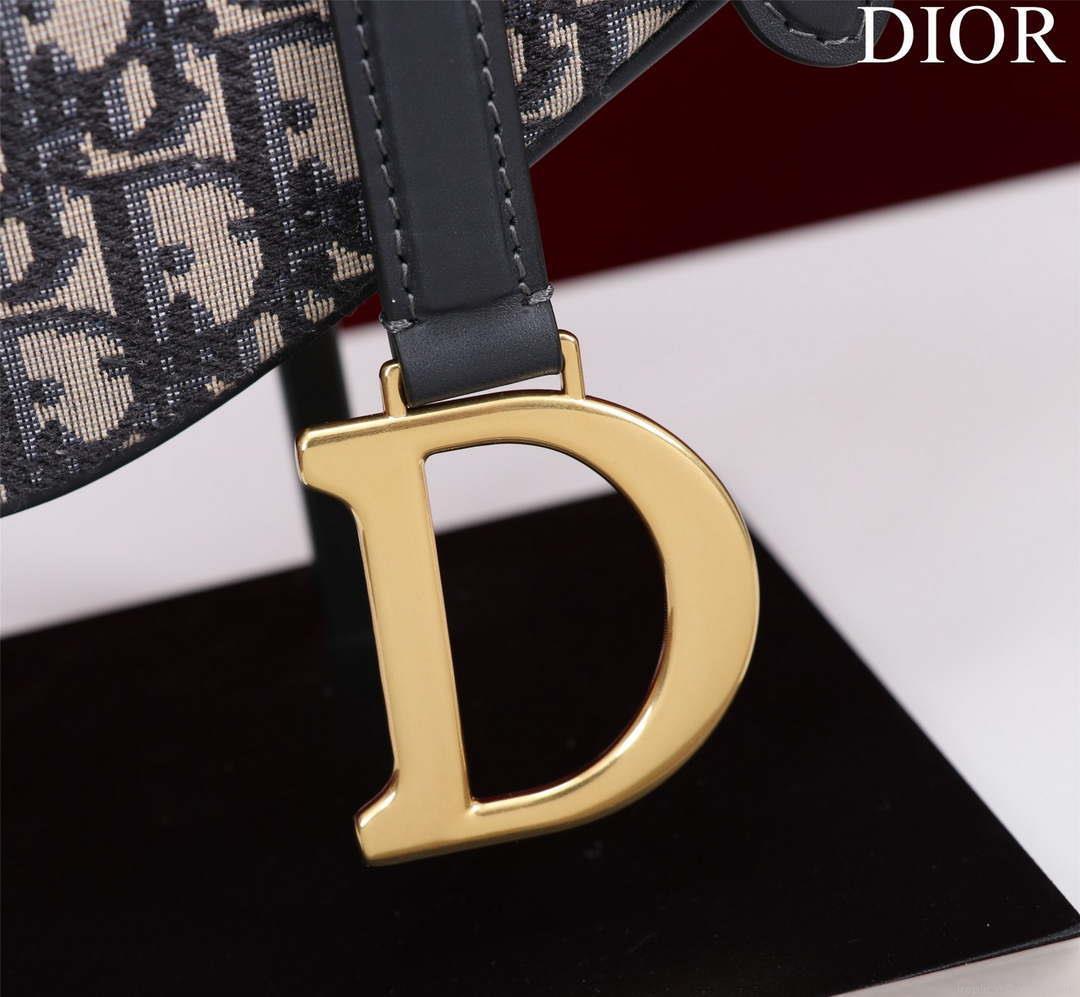 Dior M0455 Saddle Bag With Strap Blue Dior Oblique Jacquard
