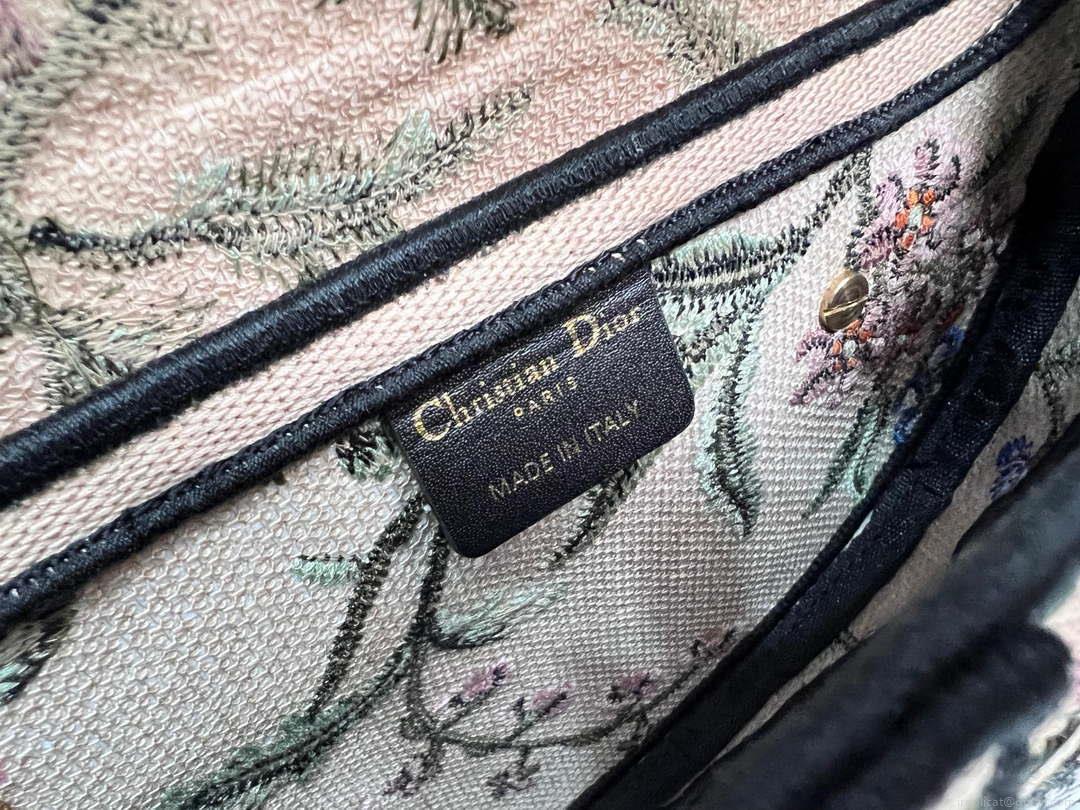 Dior M0455 Saddle Bag With Strap Pink Cross-Stitch Embroidery