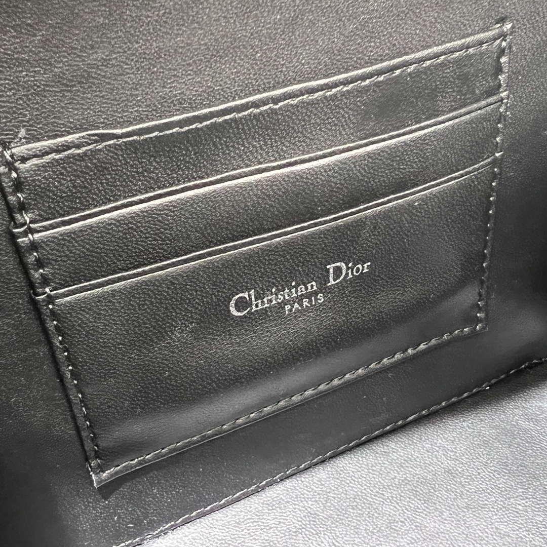 Dior S5140 Caro Box Bag Black Quilted Macrocannage Calfskin