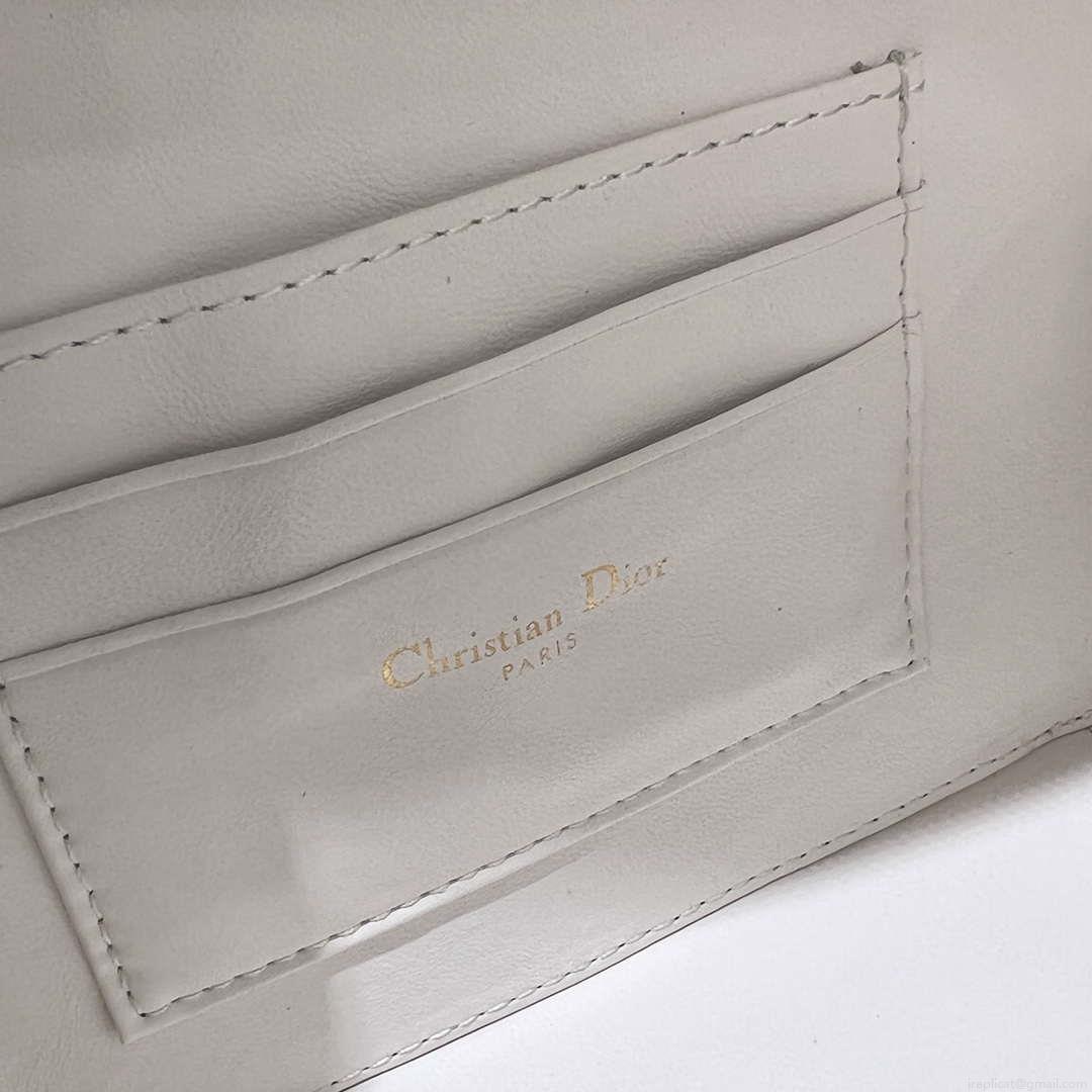 Dior S5140 Caro Box Bag White Quilted Macrocannage Calfskin