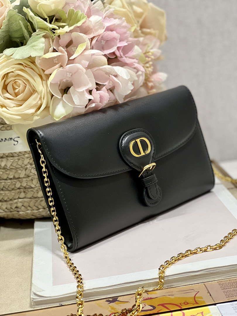 Dior S5703UBPZ_M900 Bobby EAST-WEST Pouch With Chain Black Smooth Calfskin