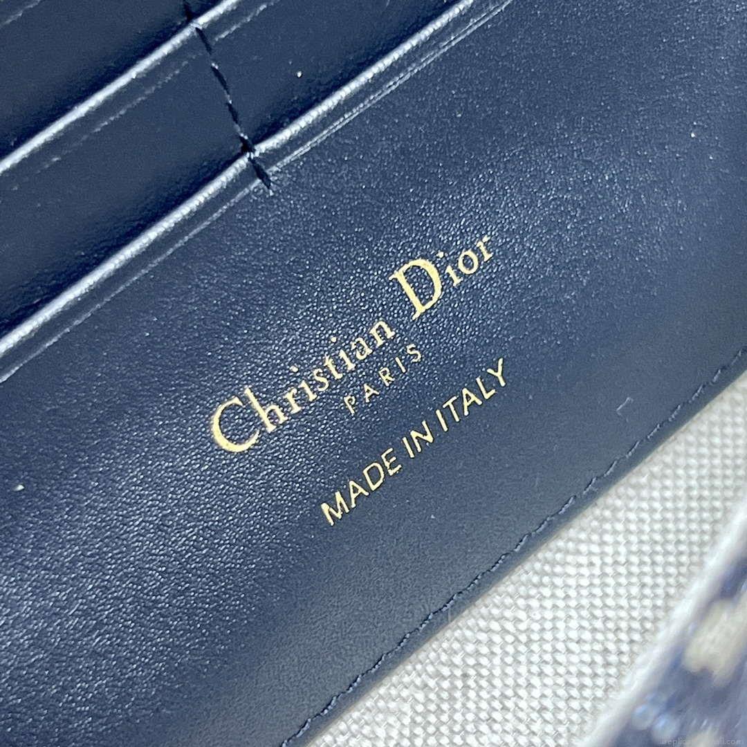 Dior S5703 Bobby EAST-WEST Pouch With Chain Blue Dior Oblique Jacquard