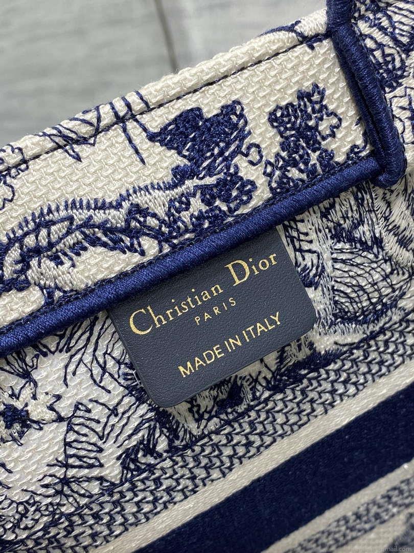 Dior M1265 Small Book Tote Toile de Jouy Sauvage Embroidery M9603