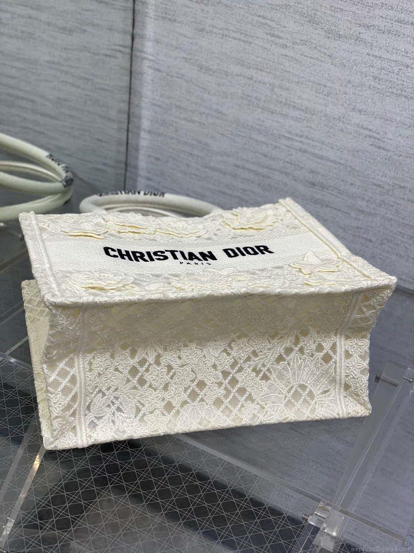 Dior M1265 Small Book Tote Embroidery with 3D Macramé Effect M9620