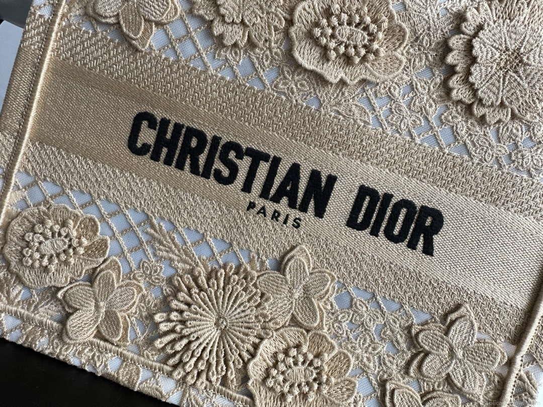 Dior M1265 Small Book Tote Embroidery with 3D Macramé Effect M9621