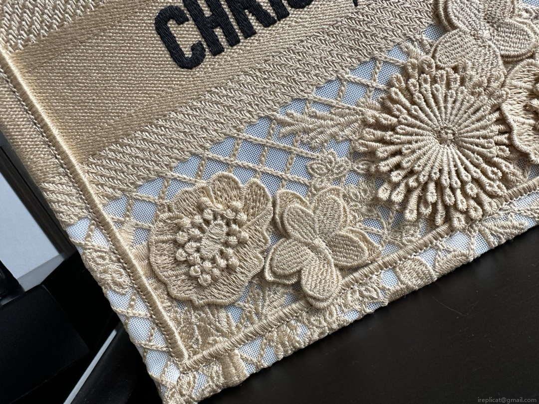 Dior M1265 Small Book Tote Embroidery with 3D Macramé Effect M9621