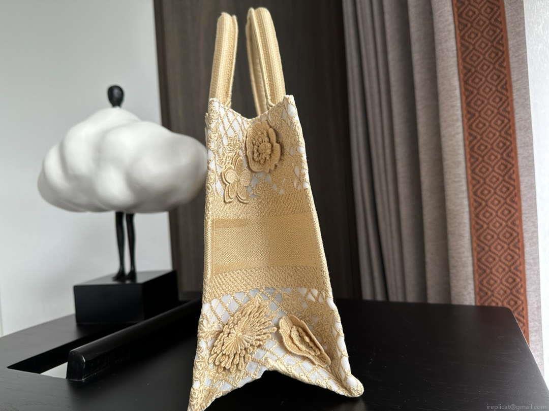 Dior M1265 Small Book Tote Embroidery with 3D Macramé Effect M9621