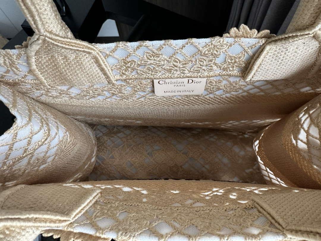 Dior M1265 Small Book Tote Embroidery with 3D Macramé Effect M9621