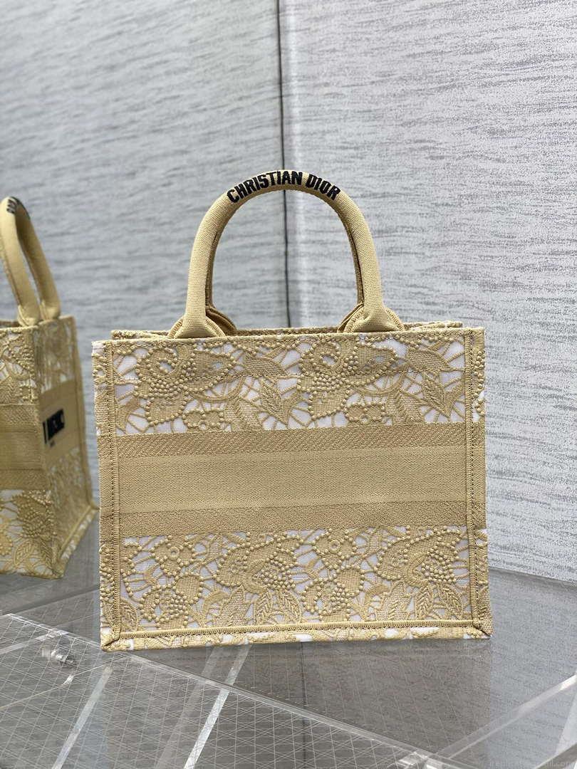 Dior M1265 Small Book Tote Embroidery with 3D Macramé Effect M9622