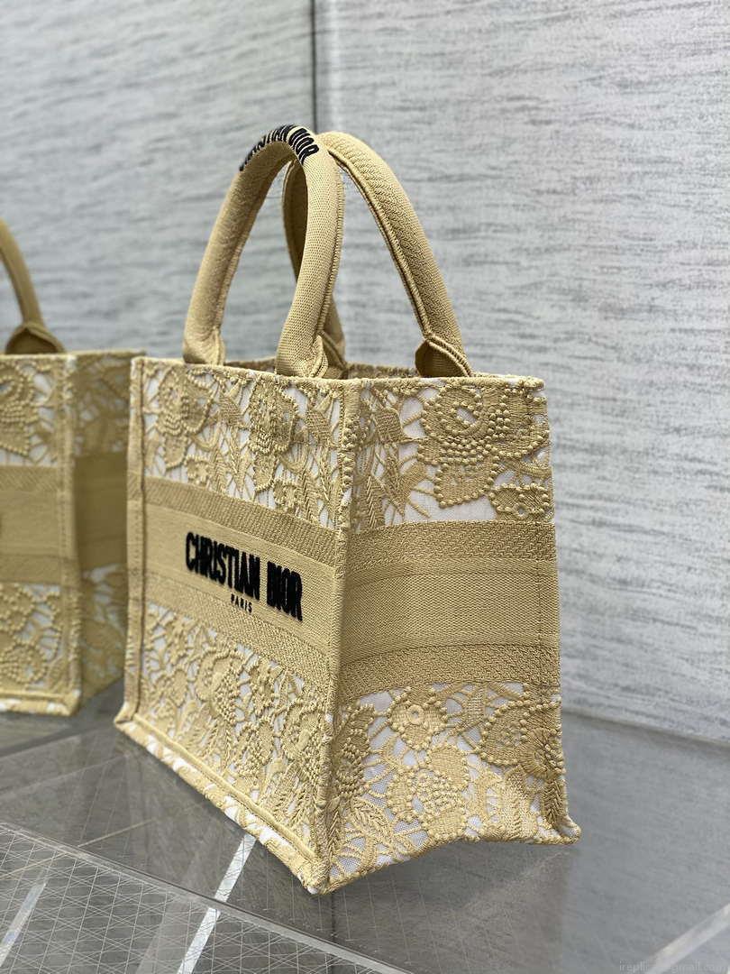 Dior M1265 Small Book Tote Embroidery with 3D Macramé Effect M9622