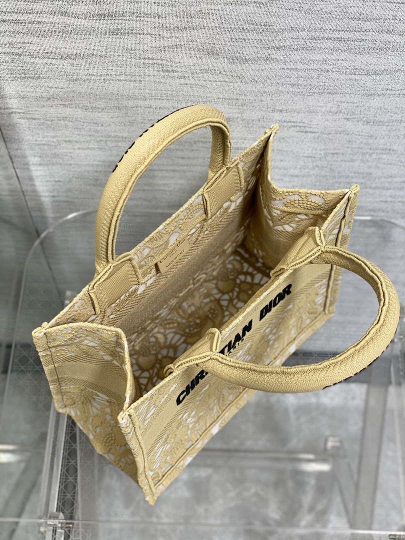 Dior M1265 Small Book Tote Embroidery with 3D Macramé Effect M9622