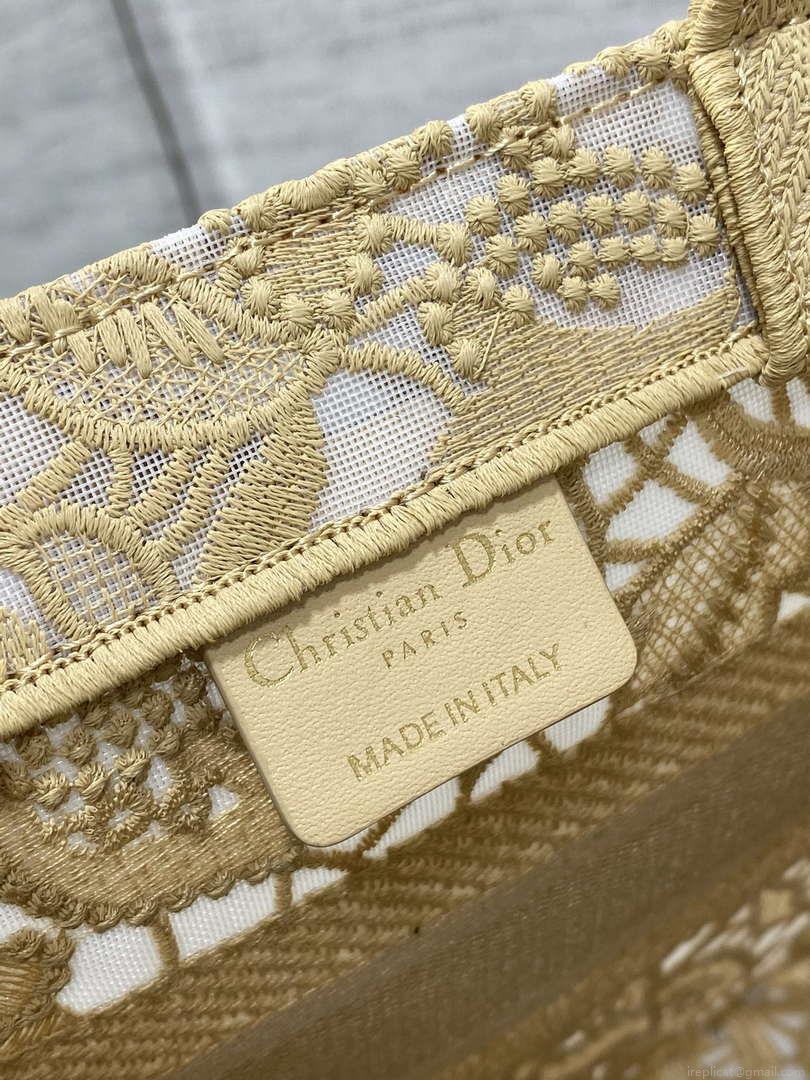 Dior M1265 Small Book Tote Embroidery with 3D Macramé Effect M9622