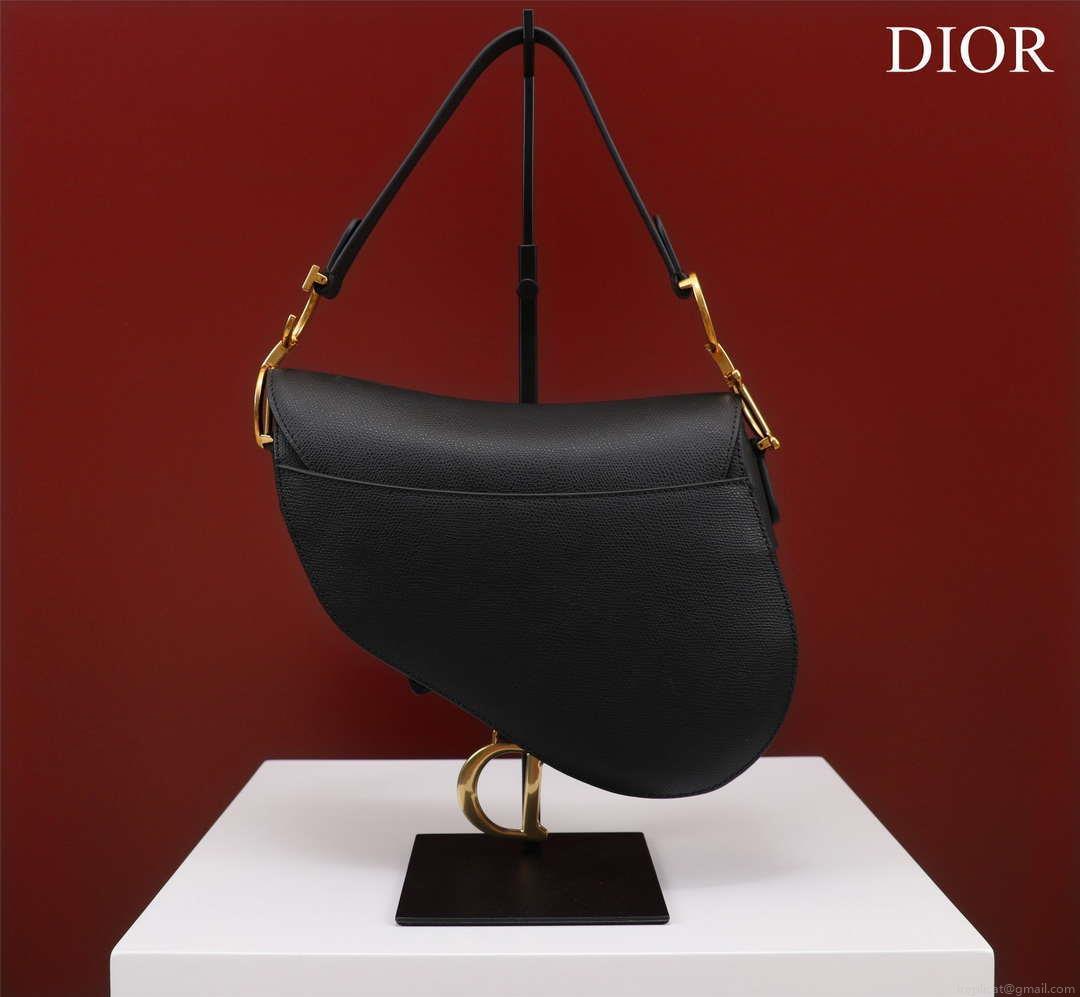 Dior M0456 Mini Saddle Bag With Strap Black Grained Calfskin