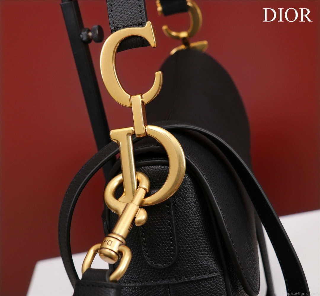 Dior M0456 Mini Saddle Bag With Strap Black Grained Calfskin