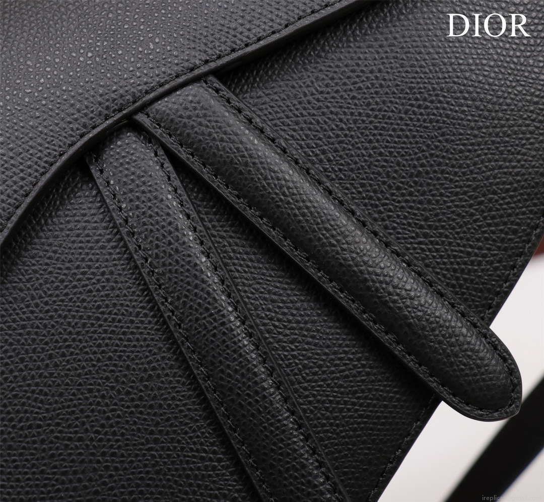 Dior M0456 Mini Saddle Bag With Strap Black Grained Calfskin