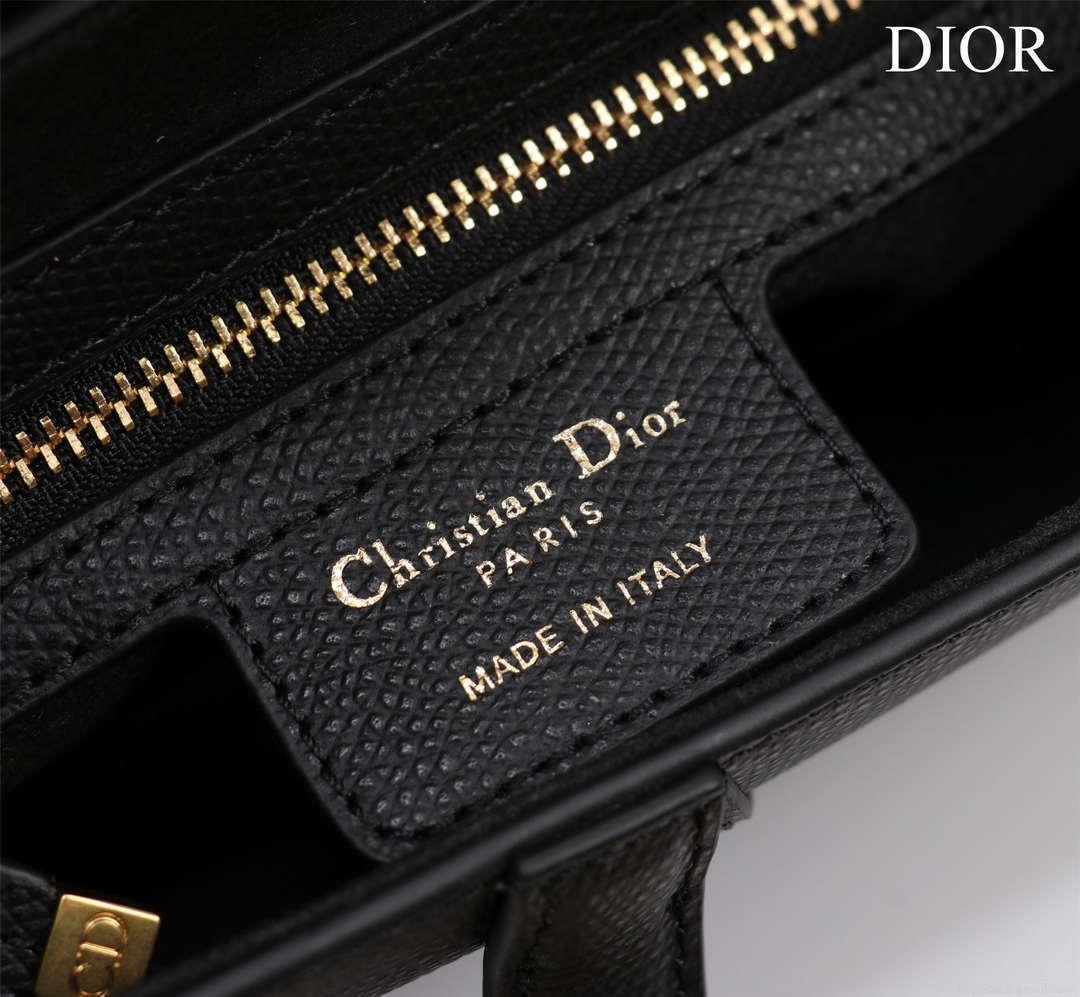 Dior M0456 Mini Saddle Bag With Strap Black Grained Calfskin