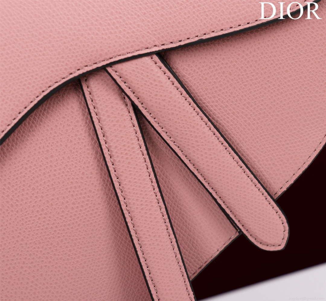 Dior M0456 Mini Saddle Bag With Strap Pink Grained Calfskin