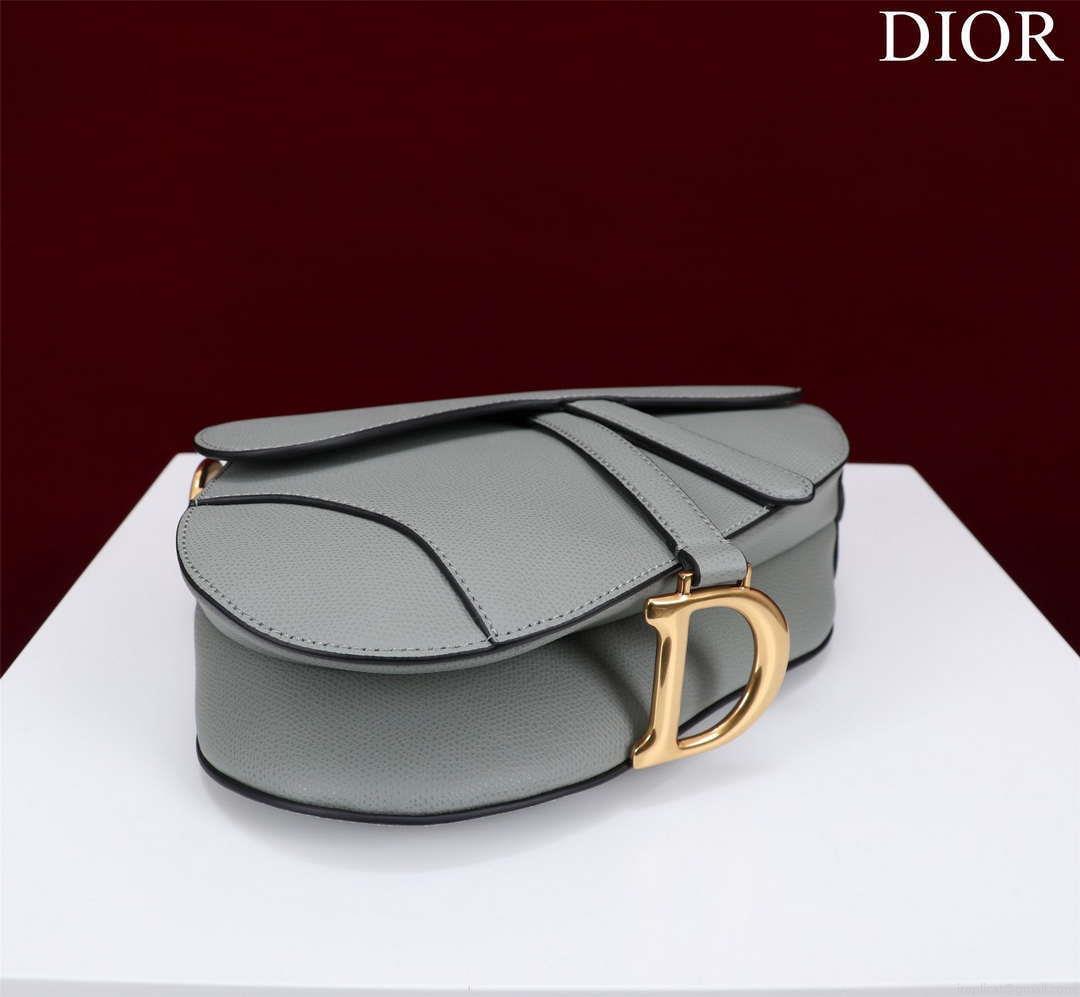 Dior M0456 Mini Saddle Bag With Strap Gray Grained Calfskin