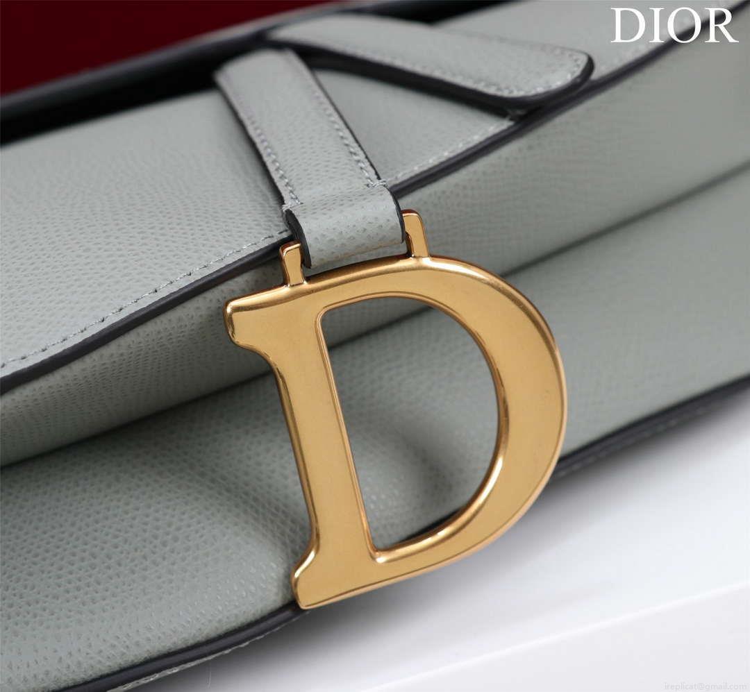 Dior M0456 Mini Saddle Bag With Strap Gray Grained Calfskin