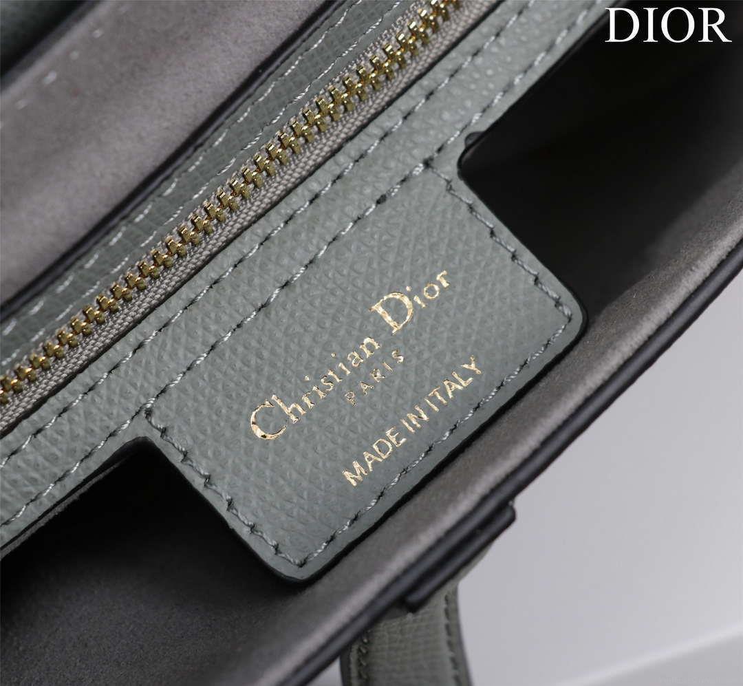 Dior M0456 Mini Saddle Bag With Strap Gray Grained Calfskin