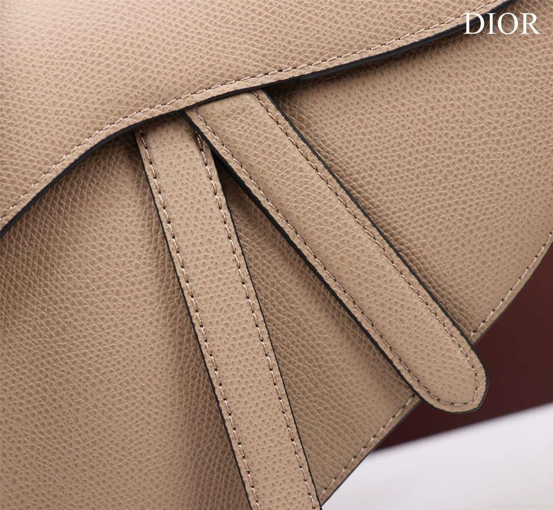 Dior M0456 Mini Saddle Bag With Strap Apricot Grained Calfskin