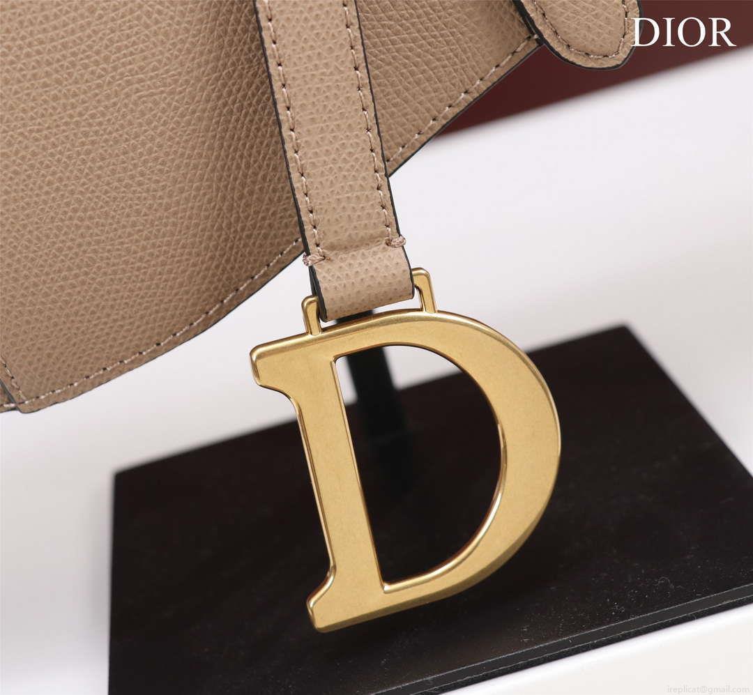 Dior M0456 Mini Saddle Bag With Strap Apricot Grained Calfskin
