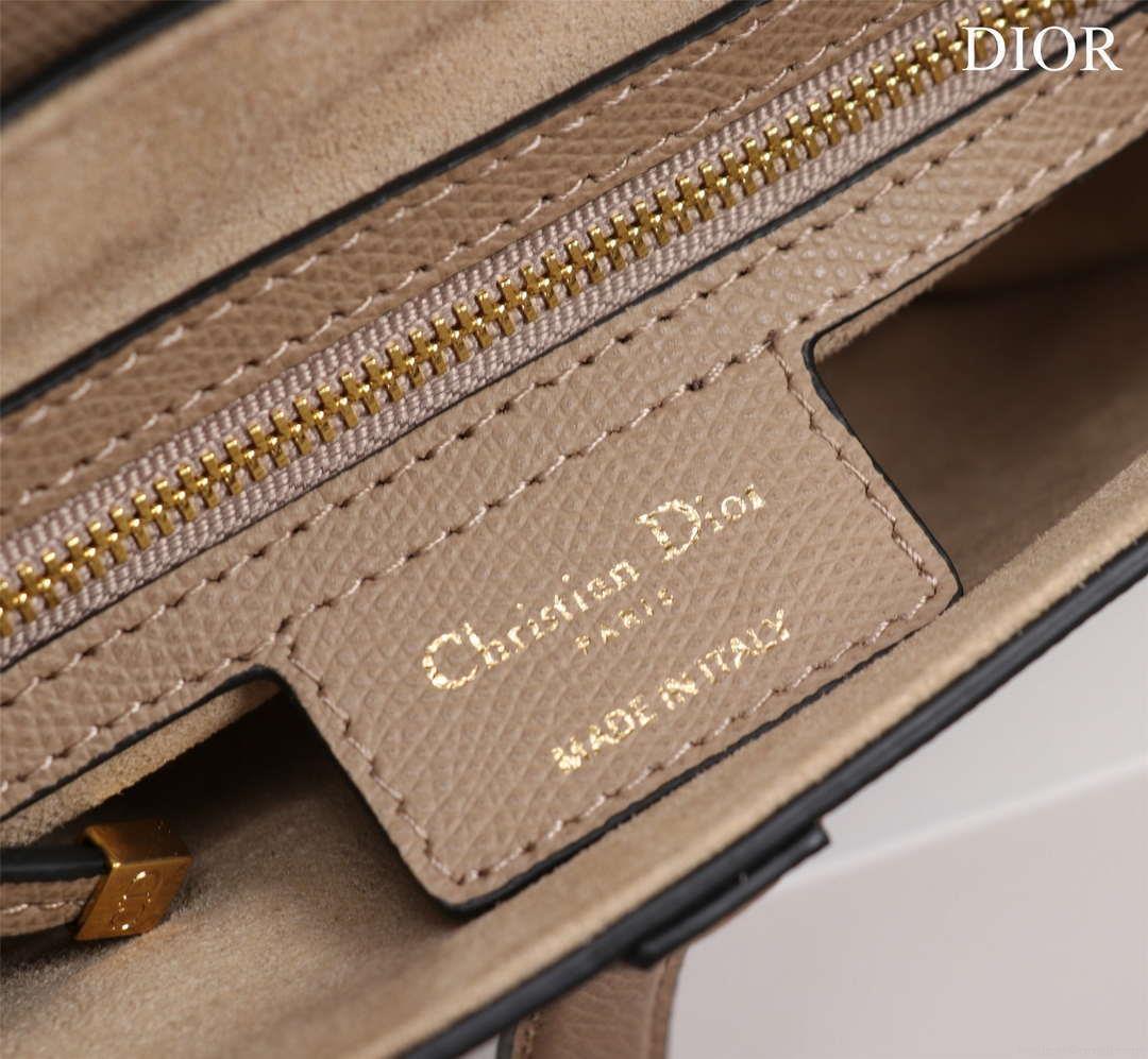 Dior M0456 Mini Saddle Bag With Strap Apricot Grained Calfskin