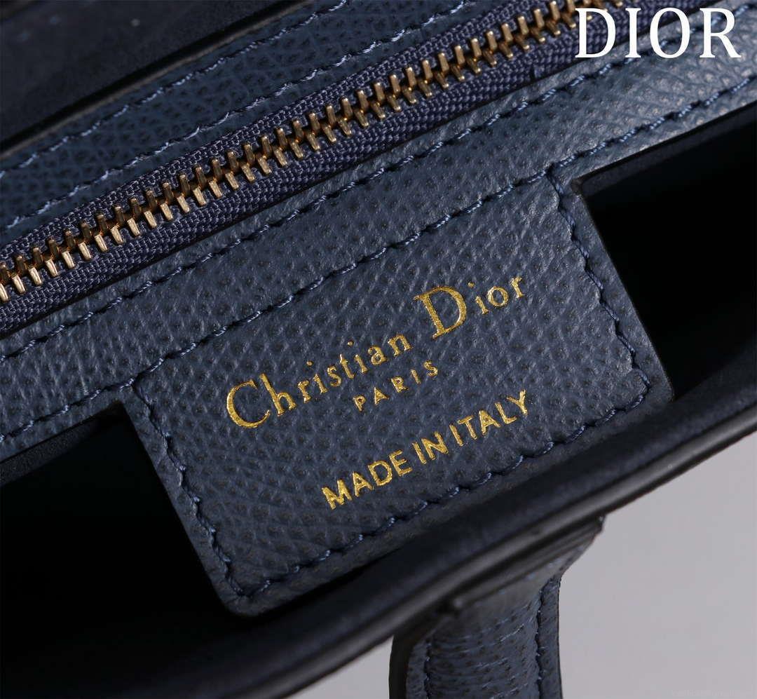 Dior M0455 Saddle Bag With Strap Navy Blue Grained Calfskin M0456