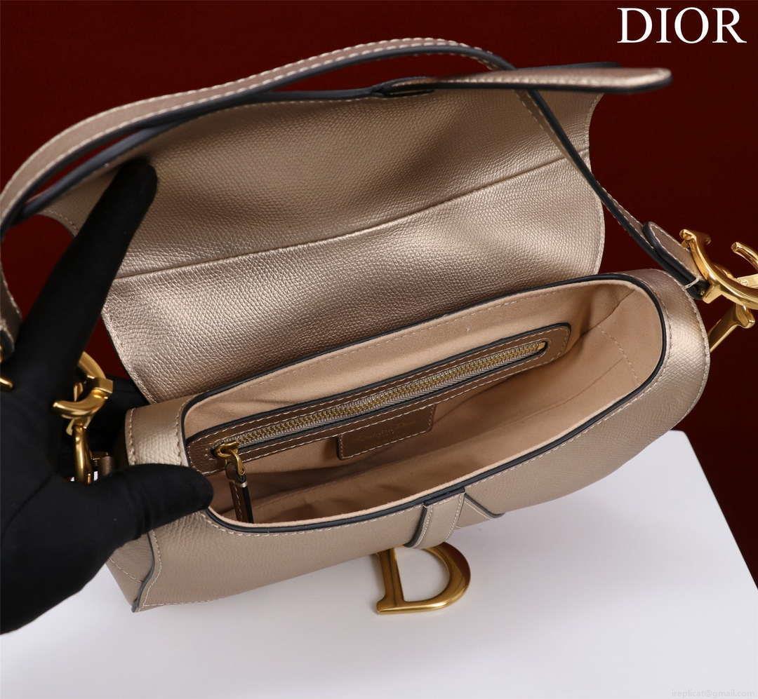Dior M0455 Saddle Bag With Strap Gold Grained Calfskin