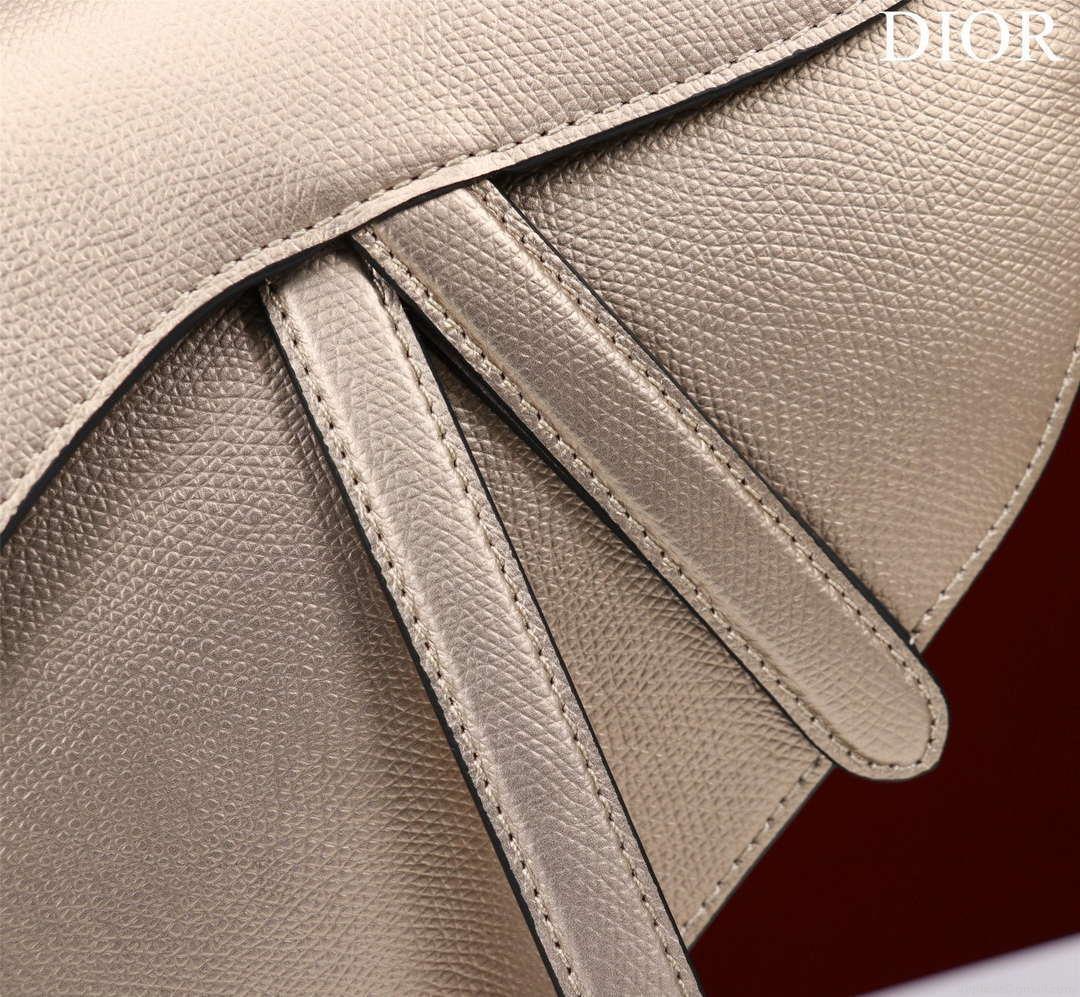 Dior M0455 Saddle Bag With Strap Gold Grained Calfskin