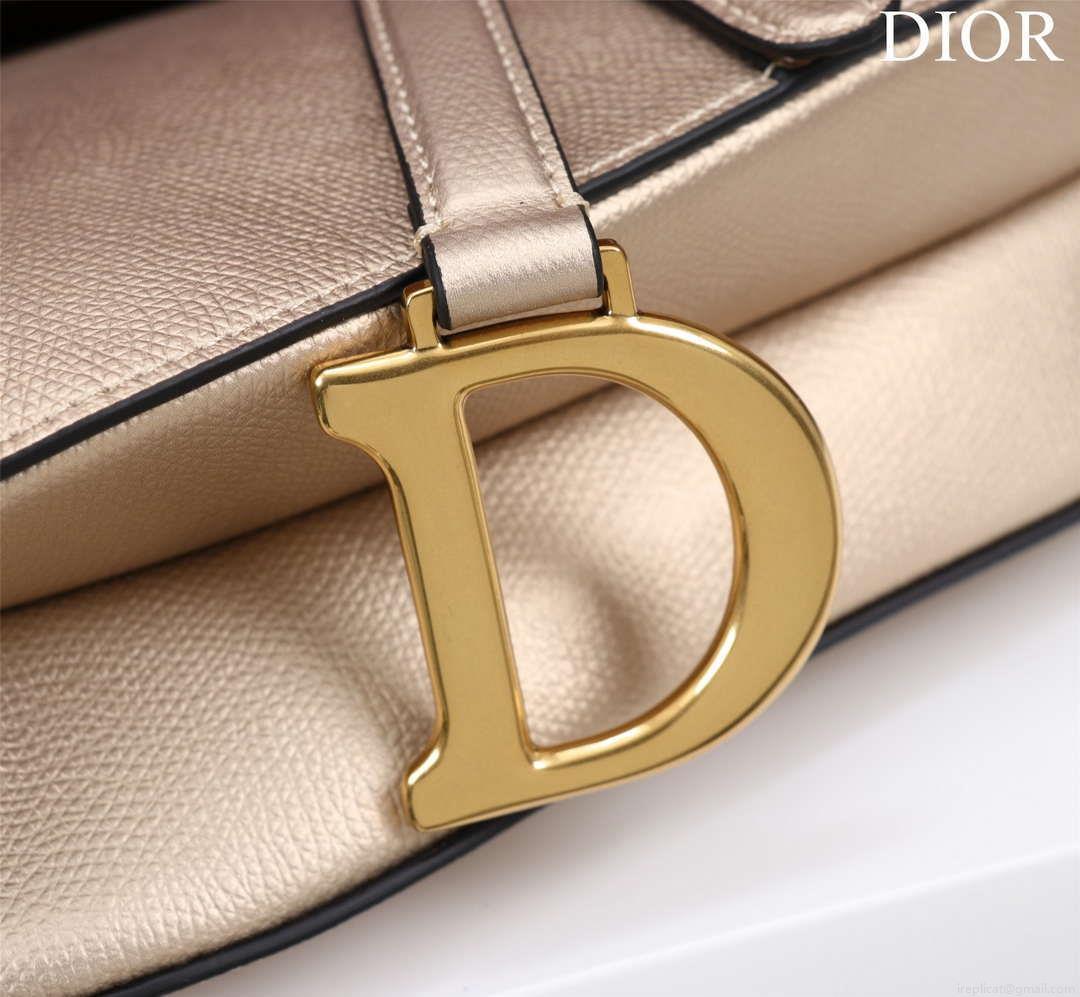 Dior M0455 Saddle Bag With Strap Gold Grained Calfskin