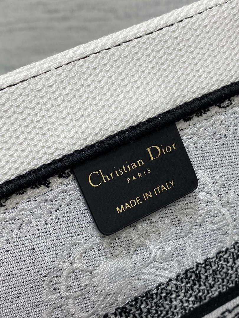 Dior M1296 Book Tote Medium Black and White Butterfly Bandana Embroidery M093