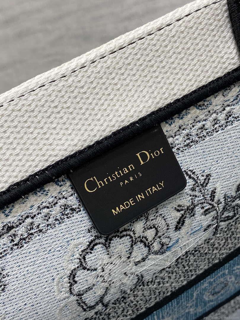 Dior M1296 Book Tote Medium Blue and White Butterfly Bandana Embroidery M094