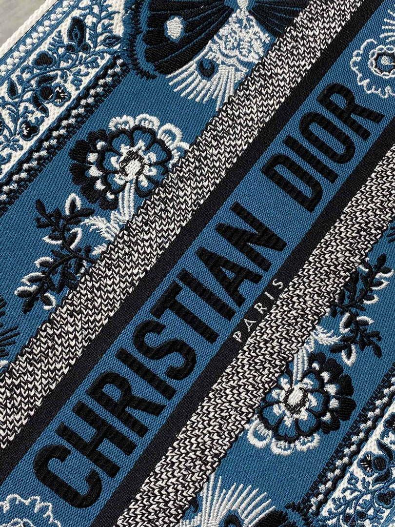 Dior M1296 Book Tote Medium Blue and White Butterfly Bandana Embroidery M094